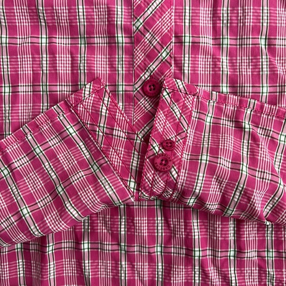 Cabela's Hot Pink Green Plaid button down Insect Defense No Fly Zone Shirt XL - Picture 5 of 5